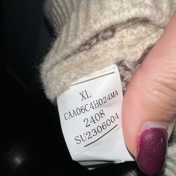 NWOT-Camel whipstitch & Floral embroidered mini sweater dress - Picture 4 of 8